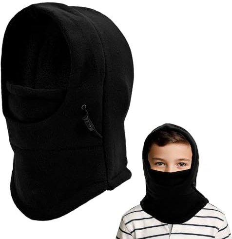 Zouwel Pasamontañas para niños de 5 a 12, gorro de invierno térmico de forro polar, máscara de esquí, gorro de tormenta, calentador de orejas, gorro para ciclismo, máscara facial bajo el casco