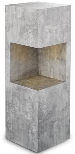 STEMA Seyfried Beleuchtete Dekosäule – LED-Nische mit Akku-Lampe & Fernbedienung – Blumensäule, Pflanzenhocker, Blumenständer Holz/Pflanzenständer Holz, (Beton, Beleuchtete Innensäule 100x33x33 cm)