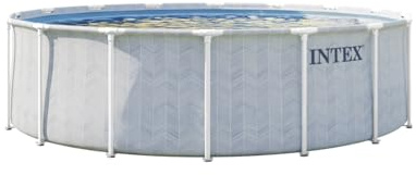 Intex Ensemble Piscine 26746ND 4,88 m x 1,22 m Chevron Prism Frame Premium Comprend Une Pompe de Filtration, Une échelle de sécurité, Une bâche de Sol et Une Couverture de Piscine