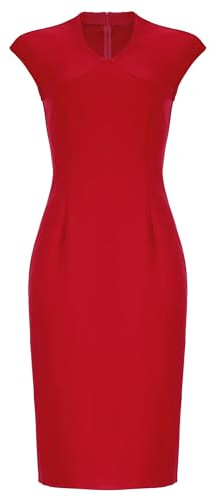 Allegra K Vestido de Trabajo para Mujer Cuello en V sin Mangas para Oficina Negocios Elegante Ajustado Vestido de Tubo