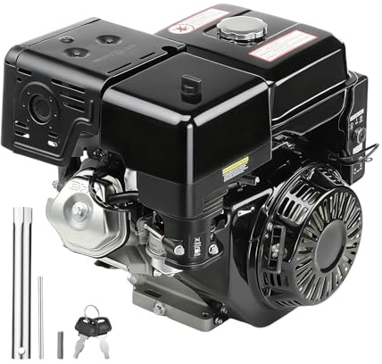 Benzinmotor 4-Takt OHV Motor 15 PS E-Start und Seilzug, 420 ccm Hubraum, Welle Ø 25,4 mm, Kartmotor Industriemotor Einzylinder Standmotor Pocket Bike Benzin Motor 3600 U/min Antriebsmotor