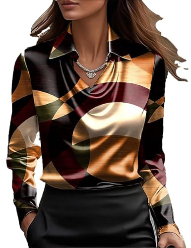 Multicolor Satin Blouse for Women UK Elegant Cowl Neck Silk Party Tops Fashion Long Sleeve Office Work Shirts Casual Turndown Collar Tunic Shirt Streetwear Satin Blouses for Women UK Elegant XL
