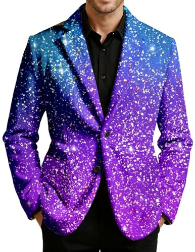 Generisch 2025 Lux Glam Veste en velours à fines rayures avec imprimé paillettes pour les occasions festives, lilas, 4XL