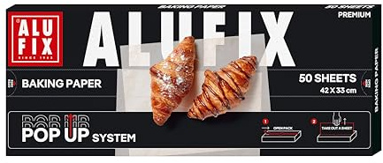 ALUFIX Backpapier POP-UP 3-in-1/50 Stück Backpapier-Bögen/ 42 cm x 33 cm/Weiß/antihaftbeschichtetes Backpapier/zum Backen/Pergamentpapier zum Backen und Braten