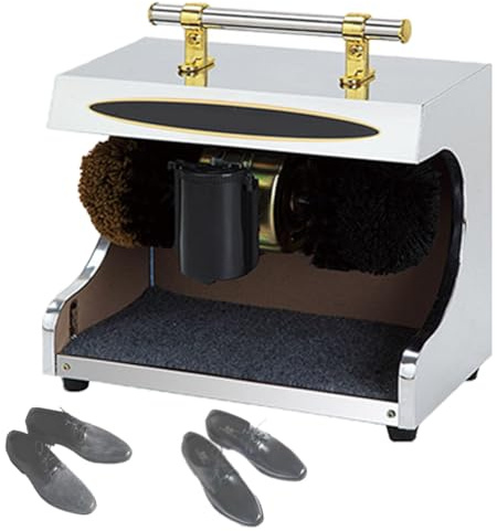 GTATBTG Shoe-Shining Machine, Home Automatic Shoe-Shine Machine/Hotel Lobby Electric Titanium Brush Machine with Double Combination Brush, Low Noise, Easy to Clean,Black