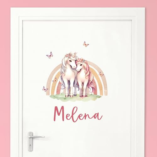 Little Deco Türaufkleber, Wandtattoo Kinderzimmer, Einhörner Regenbogen | Wandsticker, Sticker personalisiert, Babyzimmer Deko, Wunschtext Aufkleber, Tür Namensschilder Kinder, Stickers selbstklebend