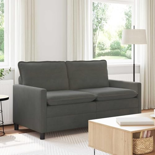 Augerqir Sofá gris oscuro 156 x 81 x 87,5 cm de tela con marco de metal, cojines de doble capa, funda extraíble, sofá de dos plazas para salón y oficina, cómodo conjunto de tapicería con construcción