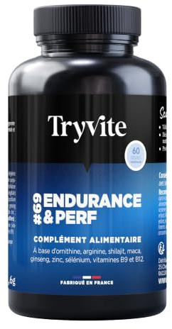 TRYVITE – Formule pour Hommes Actifs – Fabriqué en France – 60 Gélules. | Shilajit, L-Arginine, Maca, Ginseng, Zinc & Sélénium – Complexe multi-actifs .