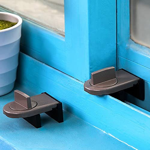 EQLEF® 2 Pieces Gray Iron Sliding Door Safety Lock & Sliding Window Stopper