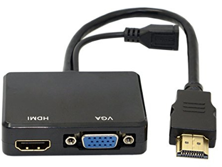 cablecc HDMI zu VGA & HDMI Buchse Splitter mit Audio Video Kabel Konverter Adapter für HDTV PC Monitor