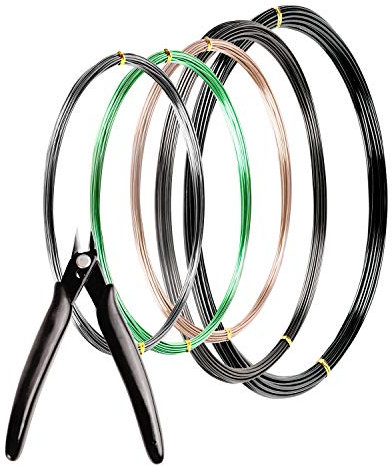 MoHern Bonsai-Draht und Bonsai-Werkzeug-Set, insgesamt 4,5 m, Bonsai-Baumdraht für Bonzai-Bäume im Innenbereich, Größe von 1 mm, 1,5 mm, 2 mm Aluminiumdraht
