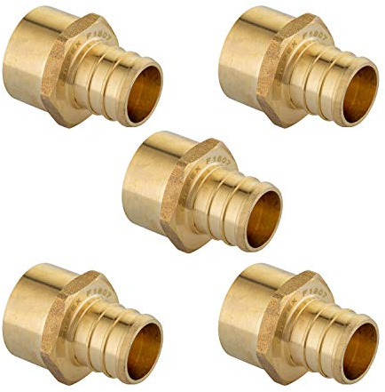 (Pack of 5) EFIELD Pex 3/4 x 1/2 Female NPT Thread Adapter Barb Crimp Brass Fitting,(PEX1807039-5PCS)