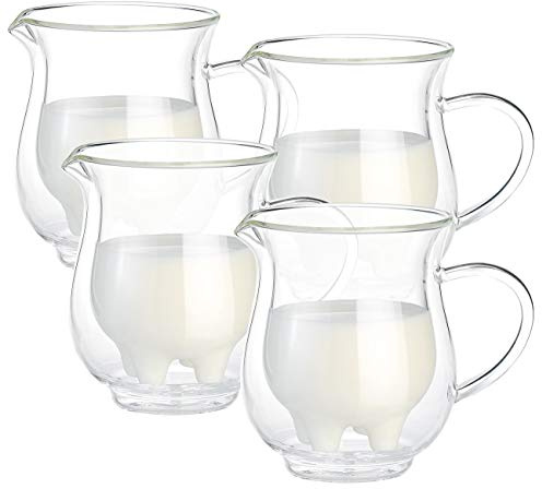 Cucina di Modena Tassen Euter: 4er-Set doppelwandige Milchkännchen im witzigen Euterdesign, 200 ml (Thermo Milch Tasse, Milchtassen)