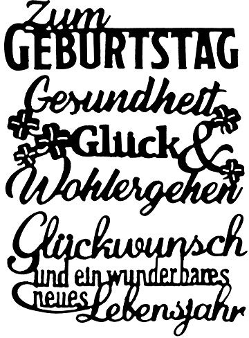 Ideen mit Herz Stanzschablonen, Schriften, Geburtstagswünsche 7, 3 Stück