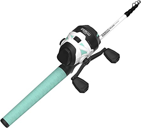 Zebco Roam Spincast Reel and Telescopic Fishing Rod Combo, Extendable 18.5-Inch to 6-Foot Telescopic Fishing Pole with ComfortGrip Rod Handle, Quickset Anti-Reverse Fishing Reel, Seafoam, 30