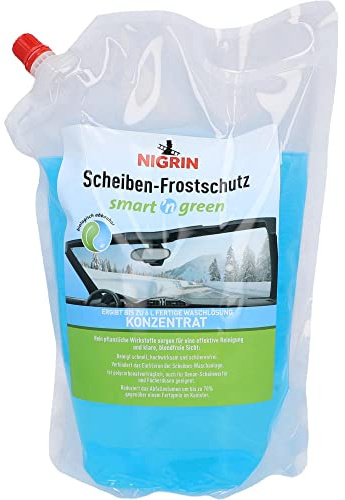 NIGRIN Smart 'n green Scheibenfrostschutz Konzentrat | 2 Liter | Reinigungszusatz für Autoscheiben und Scheinwerfer | wirksam bis -52 °C | schlierenfrei | biologisch abbaubar | frischer Duft