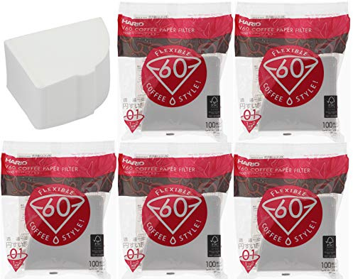 HARIO V60 - Filtros de papel para café (tamaño 01, 6 paquetes de 100 unidades)