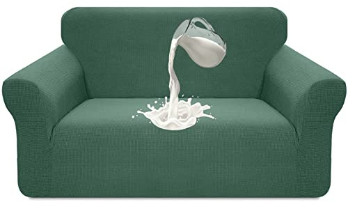 Earnmore - Funda elástica Impermeable para sofá de 2 plazas, diseño Elegante, Antideslizante, Resistente a los arañazos, con Espuma Antideslizante (2 plazas, Salvia)