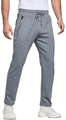 ZOXOZ Mens Joggers with Zipped Pockets Cotton Elasticated Hem Tracksuit Bottoms Men Slim Fit Sweatpants