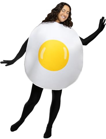 Funidelia Disfraz de Huevo Frito para Hombre y Mujer, Talla única Comida, Traje para Adultos para Fiestas, Carnaval y Halloween