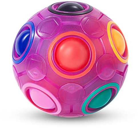 Vdealen Regenbogenball Magischer Puzzleball Zappelball Spiel Spaß Stressabbau Geschicklichkeitsspiele Pädagogische Spielzeug Denksport Ball Spielzeug Knobelspiel für Kinder Teens & Erwachsene