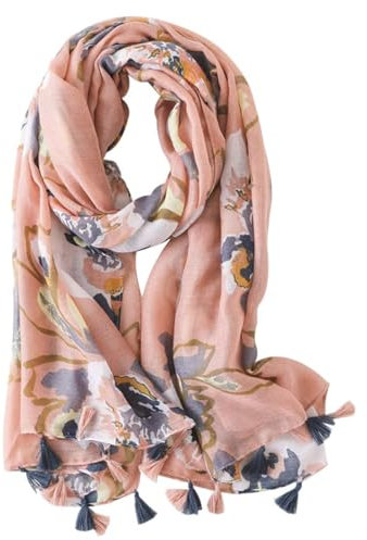 FAIRYGATE Tuch Damen Schal Pink Tuch für Mädchen Rosa Elegantes Stola Accessoire Blumenmuster Modisch Schals & Tücher für Damen mit Quasten Sonnenschutzschals Halstuch XXL Schal 32227