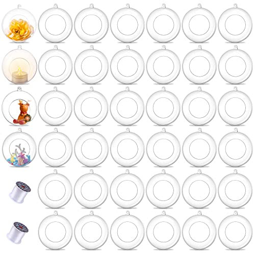 40 Stück hängende Teelichthalter, Kugeln: Romadedi befüllbare Acryl-Teelichtkugel, Glühbirne, 8,9 cm Ornamente, befüllbar für Party, Hochzeit, Tafelaufsatz, Weihnachten, Heimdekorationen, DIY