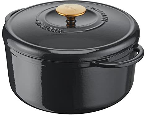 Tefal Pierre Gagnaire Héritage Cocotte en fonte d’acier 21 cm (3,3 L), Induction, Revêtement émaillé, Couvercle spécial condensation, Rétention de chaleur, Cuisson lente, Gris brillant E2570304
