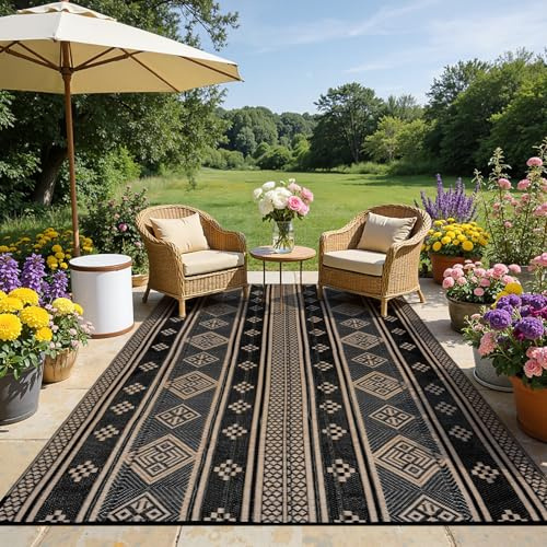 SHACOS Outdoor Teppich Wetterfest 150x240 cm, Kunststoffteppich Picknickdecke Wendbar UV-bestandig Patio Rug Camping Outdoor Teppich für Terrasse Balkon Garten Deck