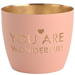 Giftcompany Windlicht Madras You Are Wonderful! pastellrosa/Gold Eisen Höhe 8,5 cm
