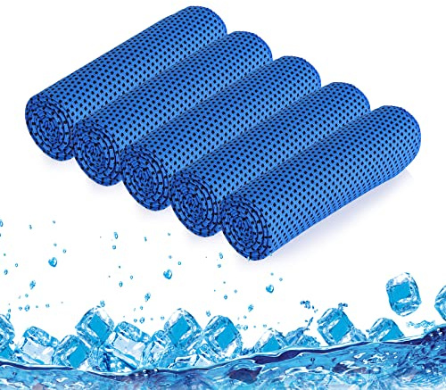5 Stück Kühlendes Handtuch, Kühlhandtuch Cool Towel(80x30cm),Juwel Blau | Sport Microfaser Handtücher, Abkühlung im Sommer, Kühlendes Sporthandtuch für Laufen Tennis Fitnessstudio Yoga Camping