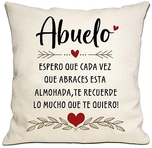Regalo para el Abuelo: Cojín Personalizado 'Te Quiero Mucho' - Funda de 45x45 cm para Cumpleaños y Día del Padre