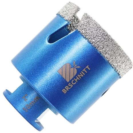 2 Inch Diamond Core Drill Bit for Porcelain Tile Ceramic Marble Granite Drilling,BRSCHNITT Vacuum Brazed Diamond Hole Saw with 5/8-11 Thread