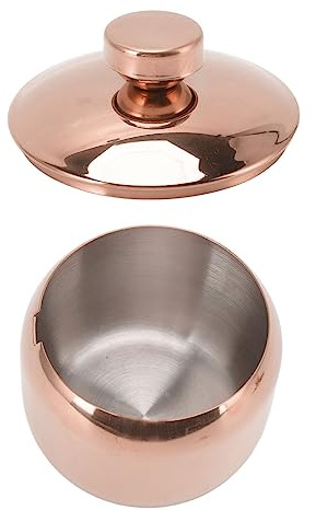 Cuenco de Azúcar Dorado, Recipiente para Condimentos de Acero Inoxidable, Organizador de Almacenamiento de Tarros con Tapa, Recipiente para Azúcar para Especias, Sal, Azúcar, (Oro rosa)