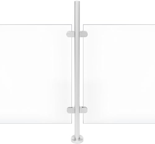 Jolre Barandilla para Escaleras de 110 cm, Postes de Barandilla de Cristal y Acero Inoxidable, para Balcón y Piscina, con Soportes