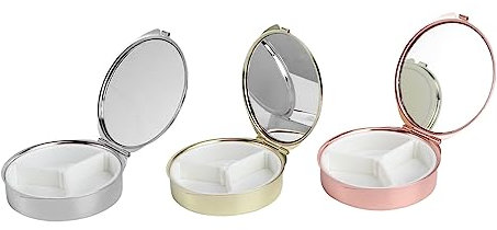 Gatuida 3pcs Portable Medicine Pots Mirror Metal Medicine Organiser Storage Container Slim Design Easy to Carry