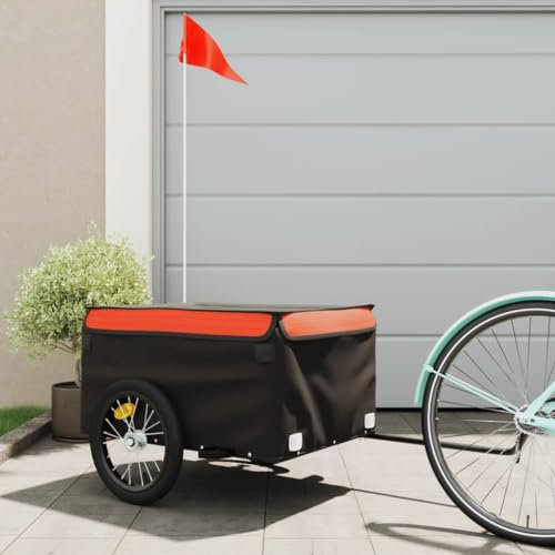 ShGaxin Lastenanhänger Schwarz und Orange 45 kg Eisen, Fahrradanhänger, Lastenanhänger Fahrrad, Anhänger Fahrrad, Lastenanhänger Für Transport - 94082