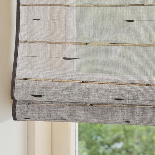 Chaudix Cordless Bamboo Roman Shades, Window Blinds, Custom Roman Shades for Indoor Windows, Room Darkening Window Blinds for Dining Room, Kitchen, Living Room, Natural Lagurus