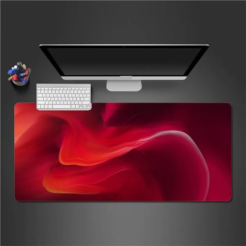 QiHon Gaming Mauspad XXL Rote Zusammenfassung Großes Mauspad Schreibtischauflage mit Vernähte Kanten Einer speziellen Oberfläche verbessert Geschwindigkeit und Präzision 1200x600x3mm