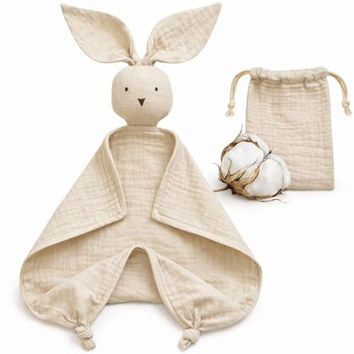 BEBICCO – Baby Schmusetuch Hase aus Bio-Baumwolle 30x30 cm – Flaches Kuscheltuch – Weich & Beruhigend – Geschenk zur Geburt (Mausgrau)