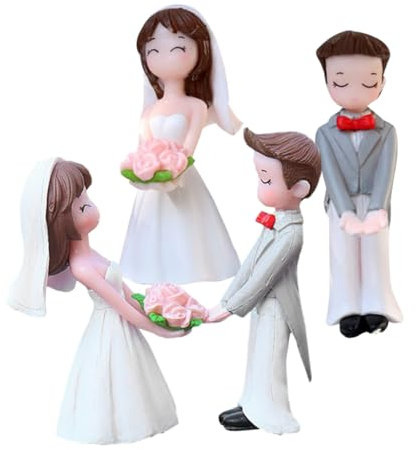 PHENOFICE 2paare Miniaturfiguren Hochzeitstortenaufsätze Bonsai-Figuren Deko-Figuren Für DIY-Modelle Landschaftsschmuck Für Mikrolandschaftsliebhaber Für Geburtstage Und Jubiläen