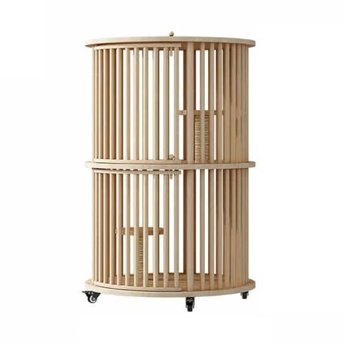 CRGOEUM Katzenhaus aus Holz, Katzengehege Holz Indoor, großes Katzengehege mit Auslauf auf Rädern, geeignet für kleine Kaninchen, Katzen, Welpen, Hundekäfige(73x108cm/28.7x42.5in)