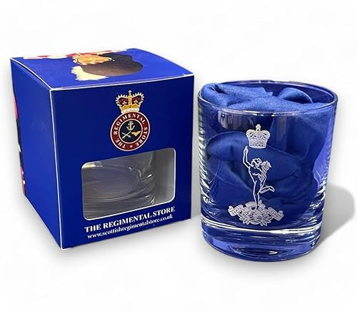 The Royal Signals Regiment 10oz Engraved Tumbler Glass with Corps of Signals Cap Badge.