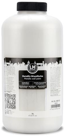 LM-Kreativ Metallic-Wandfarbe 2L - Weiß - Wasserbasierte, hochdeckende Metallic- und Glitzerfarbe für stilvolle Innenräume. Küchenfarbe und Möbelfarbe für kreative DIY - Wandgestaltung