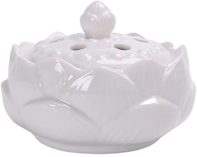 SXTYYH Hammelfett-Jade Knoblauch-Aufbewahrung Reines Weiß Keramik Knoblauchtopf Blumenform Zwiebel Aufbewahrung Mit Hohlem Deckel Küche Zuhause Dekoration(Weiß)