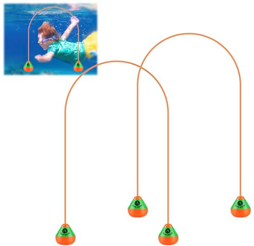 Tikplus 2 Stück Tauchbogen Tauchspielzeug, 2.5m Lang Tauchspielzeug für Kinder, Orange Tauchbogen Tauchringe, Tauchringe für Kinder, Pool Spielzeug für ab 6 und Erwachsene