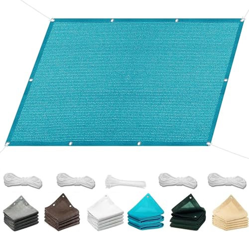 Vela Ombreggiante Parasole 60 x 480 cm Rettangolare 98% Anti-Uv Tenda a Vela Ombreggiante Antivento Prova di Sole per Esterno, Giardino, Terrazza, Piscina, Blu Cielo