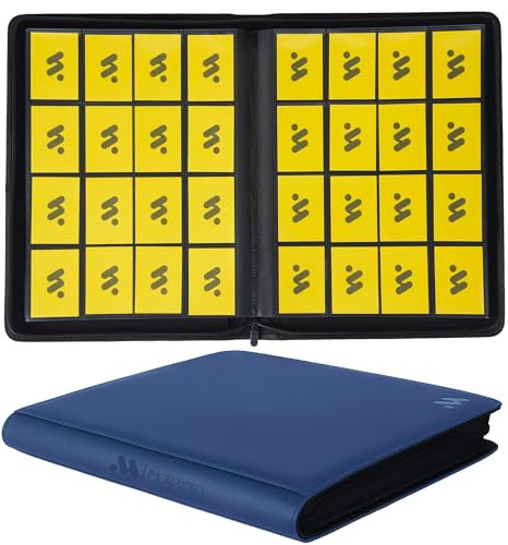 MORABTO Carpeta de tarjetas de 16 bolsillos, carpeta de tarjetas coleccionables con capacidad para hasta 1408 tarjetas con 44 fundas, álbum con cremallera compatible con tarjetas TCG, tarjetas de