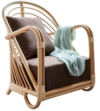 huanglyc-232 Rattanstuhl- Rattanstuhl, geflochtener Korbsessel mit Sitzkissen, modernes Loungemöbel Terrassen-Loungesessel
