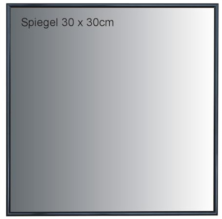 Spiegel 30x30cm im ALU Rahmen Farbe Schwarz, Echtglas, Wandspiegel | Dekorativer Wandspiegel ideal für Bad, Büro, Praxis, Wohnmobil u.a.